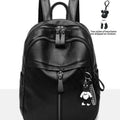 Women Black Simple Casual Backpack Non Violent Bear Print Single Shoulder Crossbody Bag Ladies Fashion