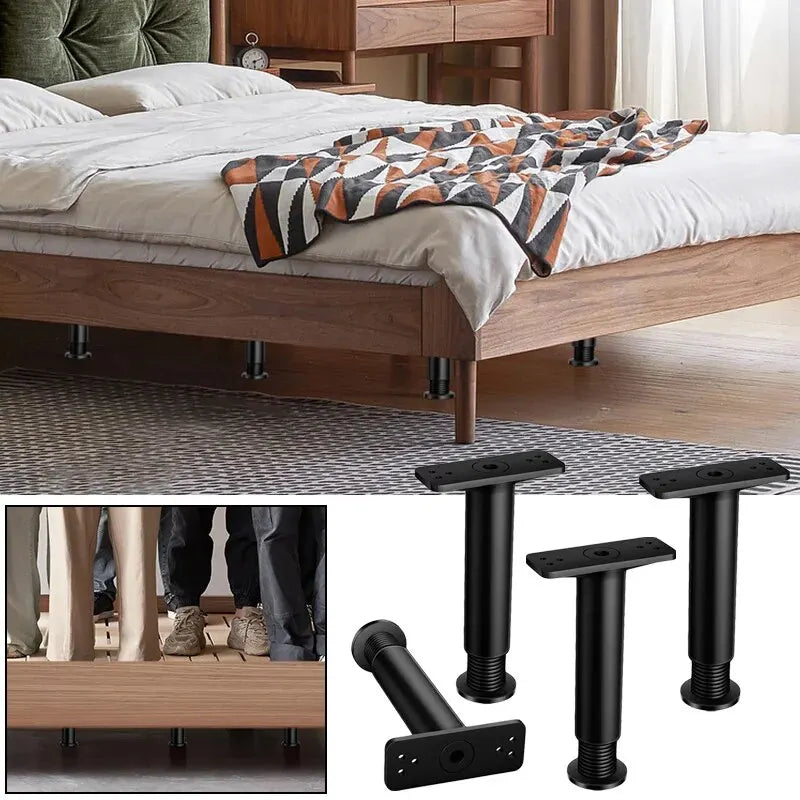 2PCS Telescopic Adjustable Heavy-Duty Support Leg for Bed Frames & Furniture - Robust Plastic Steel, Easy Install
