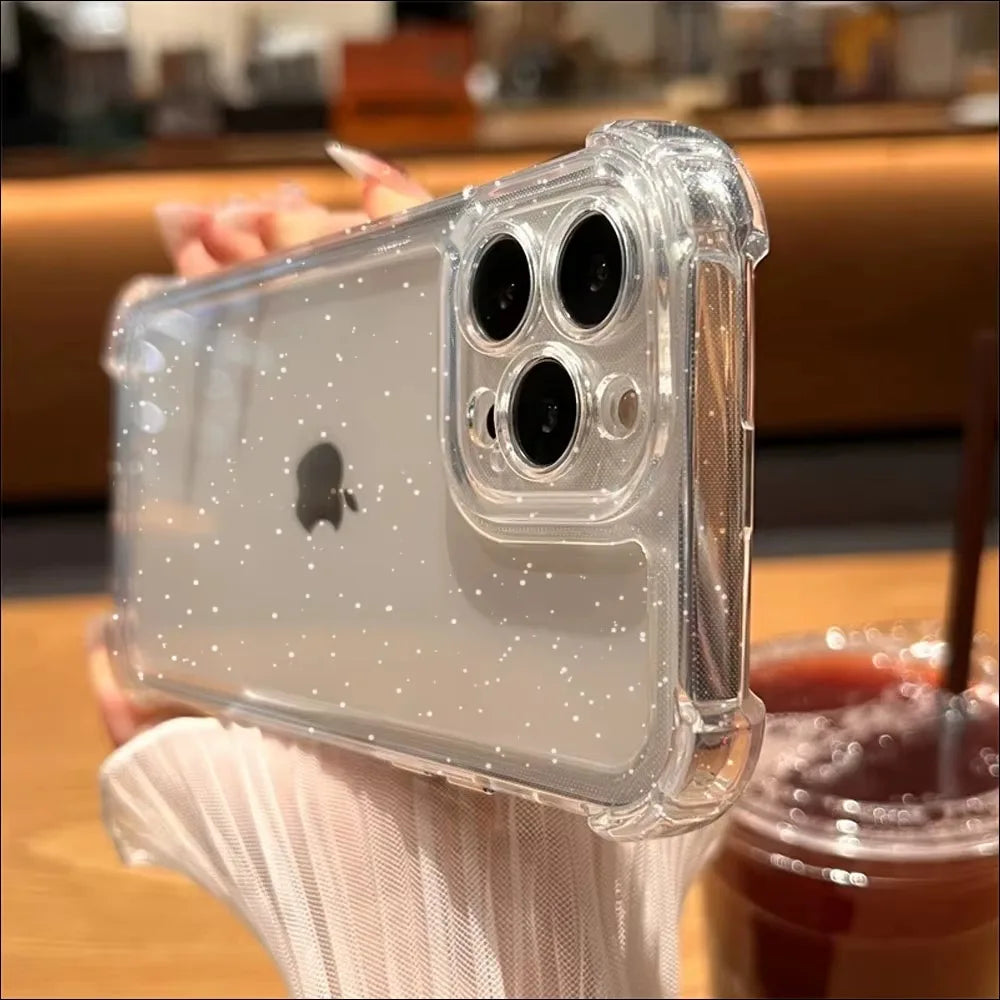 Glitter Bling Clear Case for iPhone 18 17 16 15 14 13 12 11 Pro Max XS XR 16PLUS AIR 16E Silicone Soft Transparent Bumper Cover