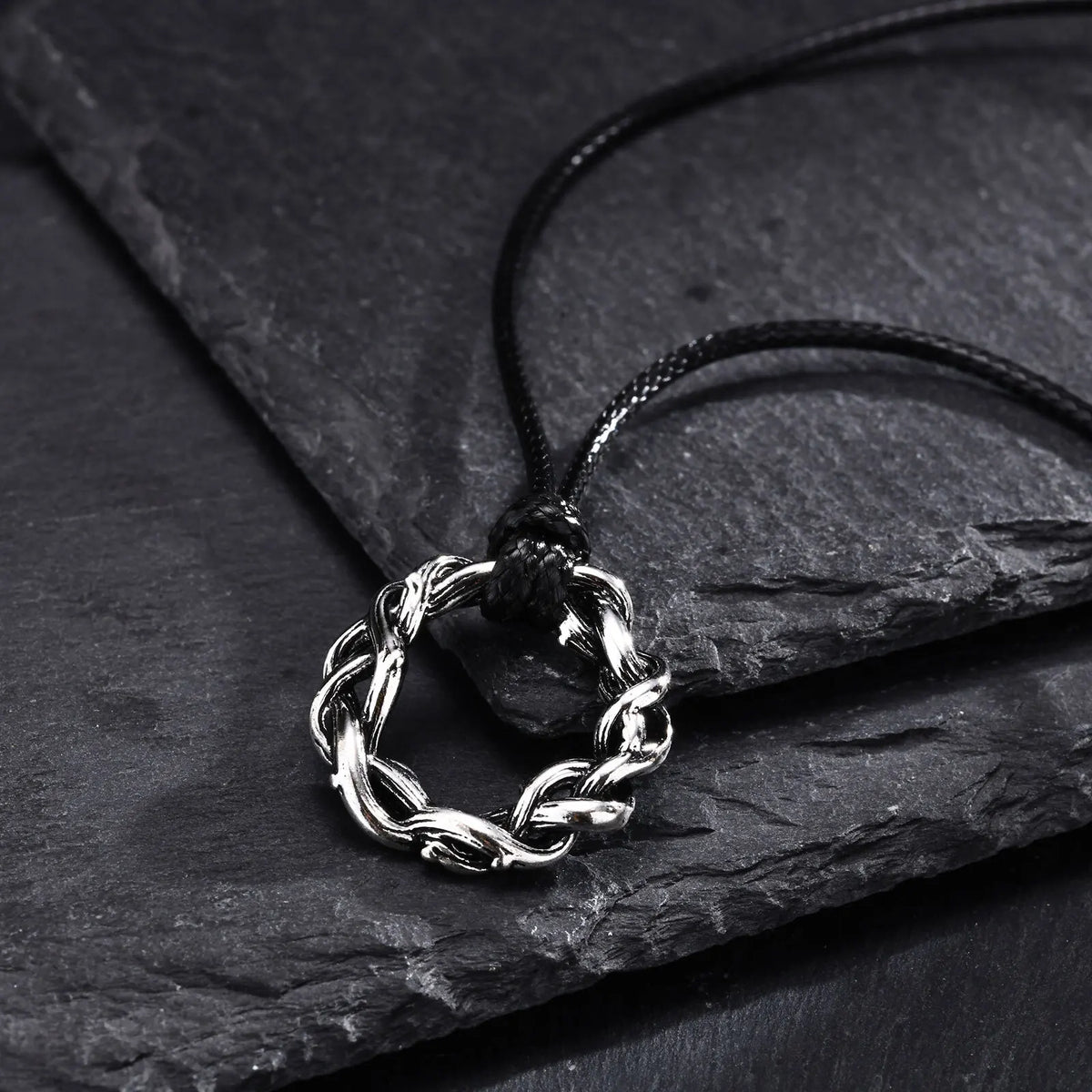 Vintage Thorns Pendant Necklace for Men,Trendy Braided Wreaths Necklace,Anniversary Jewelry Birthday Gifts