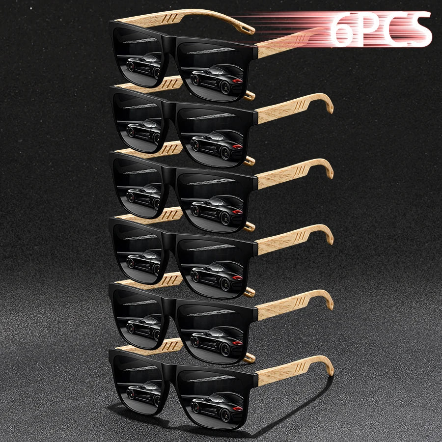 6PCS Fashion Classic Square Sunglasses Men Women Driving Fishing Retro Running  leisure Trendy Lightweight protective glasses