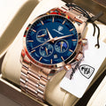 POEDAGAR Top Business Men's Watches Waterproof Luminous Stainless Steel Fashion Men Wristwatch Chronograph Date Man Quartz Watch