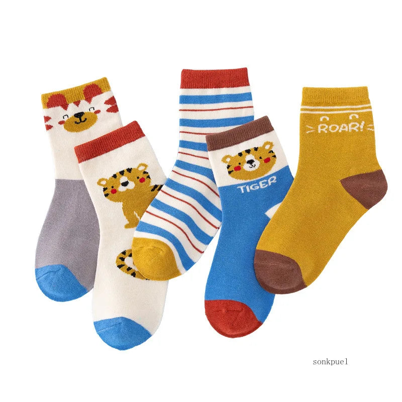 5Pairs Baby Socks Newborn Baby Boy Cute Short Sock 0-1-3-10Y Kids Cotton Toddler Cartoon Soft Children's Sports Socks for Girls