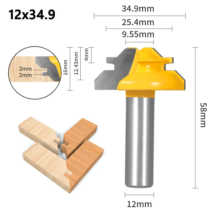 1Pc 45° Degree Lock Miter Router Bit Woodworking Milling Cutter For Wood Tools