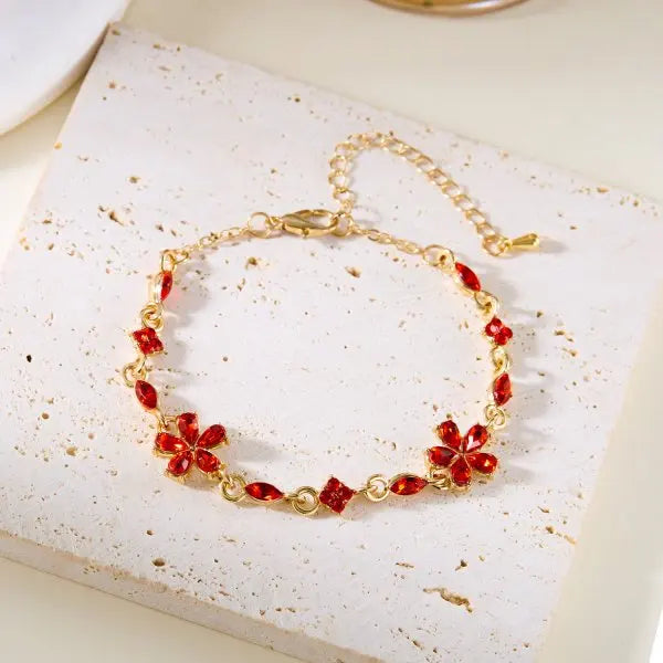 Sweet Cute Red Strawberry Cherry Heart Pearl Charm Bracelet New Fashion Y2K Fruit Gold Color Chain Jewelry Party Gifts 2025