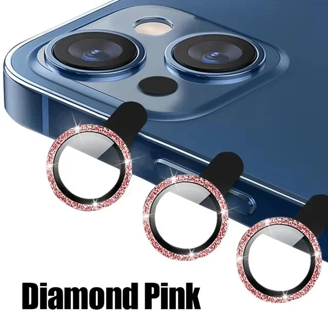Diamond Camera Lens Protector Glass for iPhone 13 11 12 14 15 16 Pro Max Mini Back Metal Lens Protective Film for iPhone 15 Plus