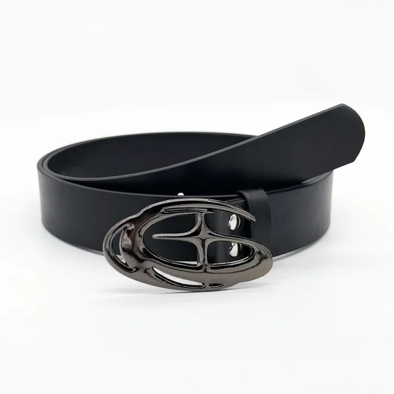 2025 Y2K Punk Hollow Waist Fake Leather Belt Fashion Gothic Accessory Buckle for Men and Women