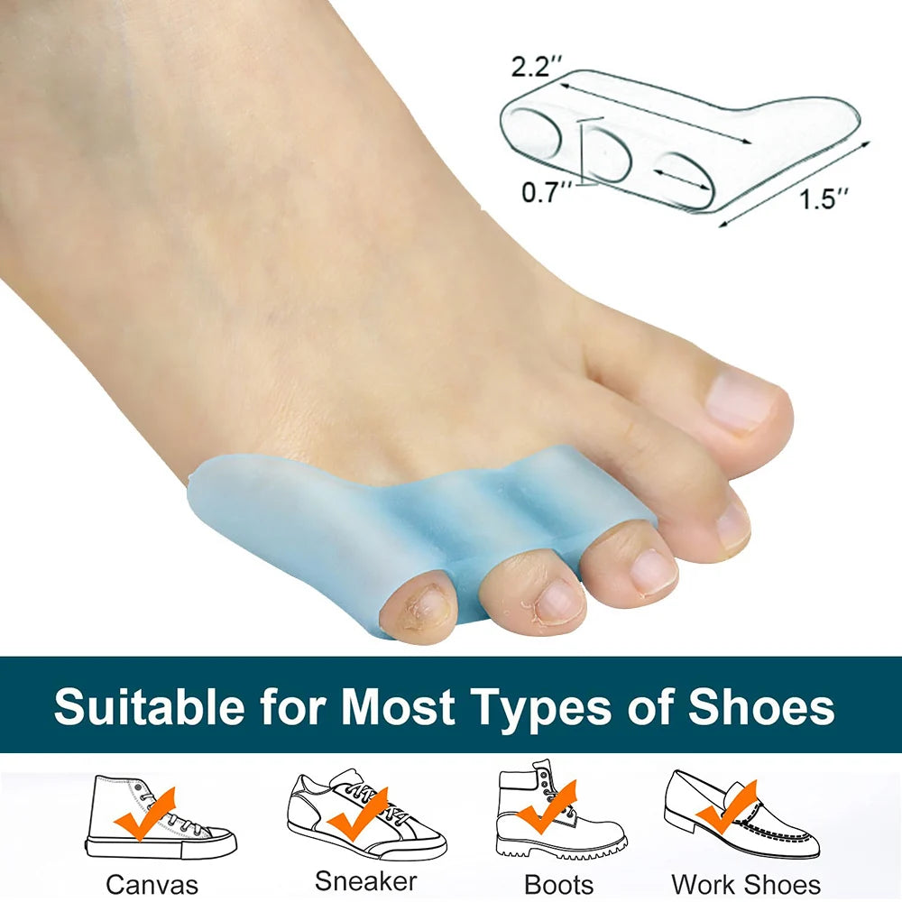 Pexmen 2/4Pcs Soft Gel Toe Separator Pinky Toe Straightener Little Toe Separator for Curled and Overlapping Toe Foot Care Tool