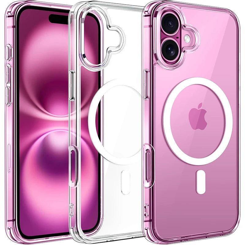Luxury Magnetic Wireless Charge For Magsafe Case for iPhone 18 17 16 15 14 13 12 Pro Max Plus Mini Back Cover Transparent Case