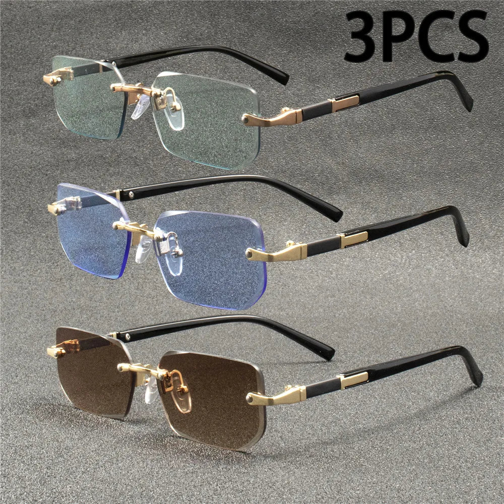 1/3 PCS Rimless Sunglasses Rectangle Fashion Popular Women Men Shades Small Square Sun Glasses Female Male Summer Traveling