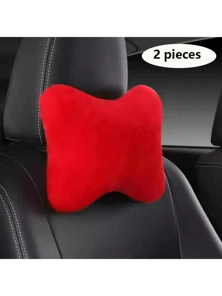 2/4pcs Luxury Plush Car Neck Pillows, Comfortable Neck Support, Faux Fur Texture, Soft Sponge Padding, Makes Traveling More Comfortable