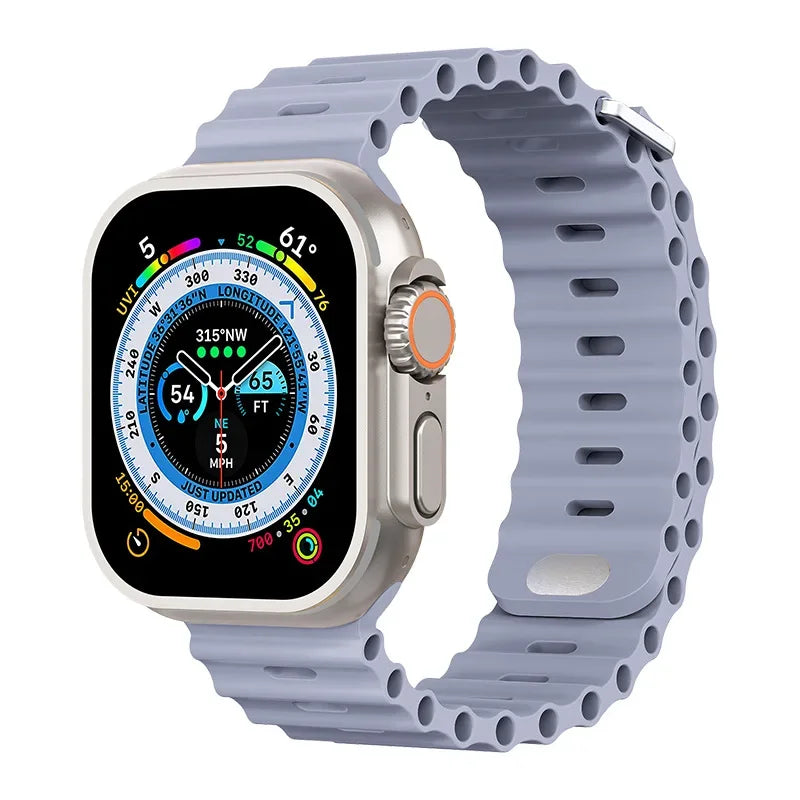 Ocean Strap For Apple Watch Ultra 3/2 Band 49mm 11 10 9 8 7 46mm 45mm 41mm Silicone Bracelet Belt iWatch 6 5 4 SE 44mm 42mm band