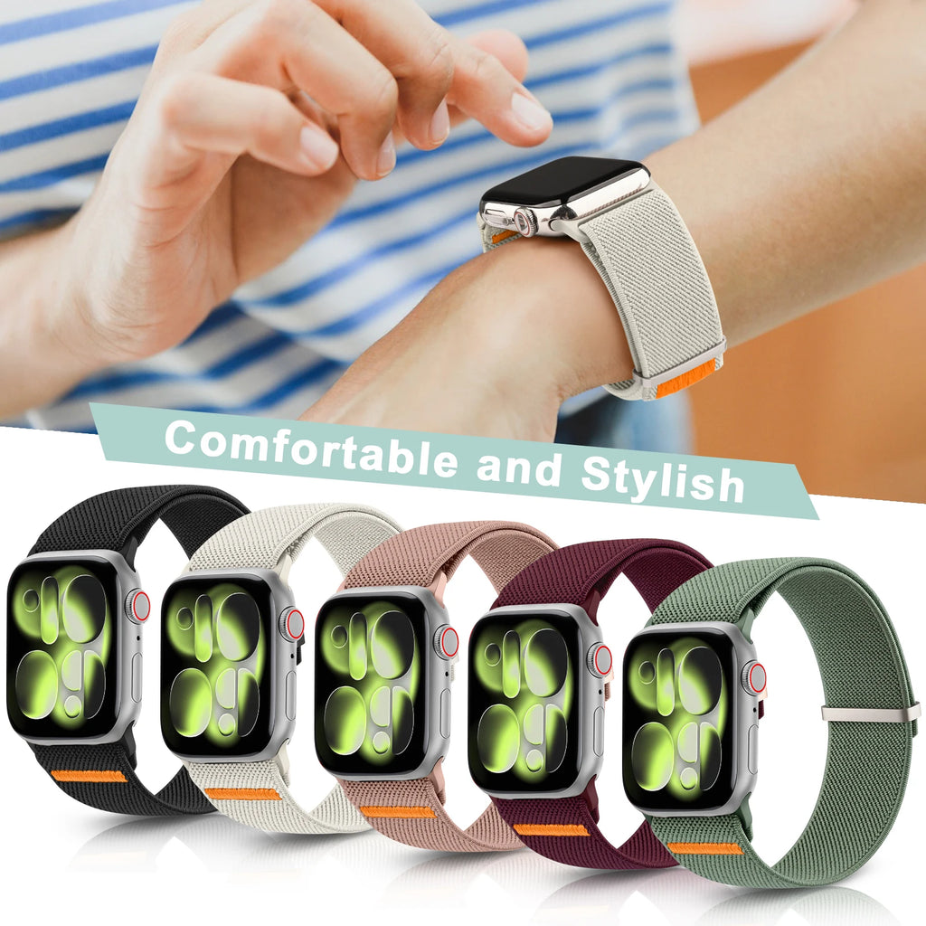 Elastic Nylon Loop Strap for Apple Watch Ultra 10 9 8 7 6 5 4 3 Band Bracelet for IWatch 49mm 45mm 41mm 38mm 42mm 40mm 44mm 46mm