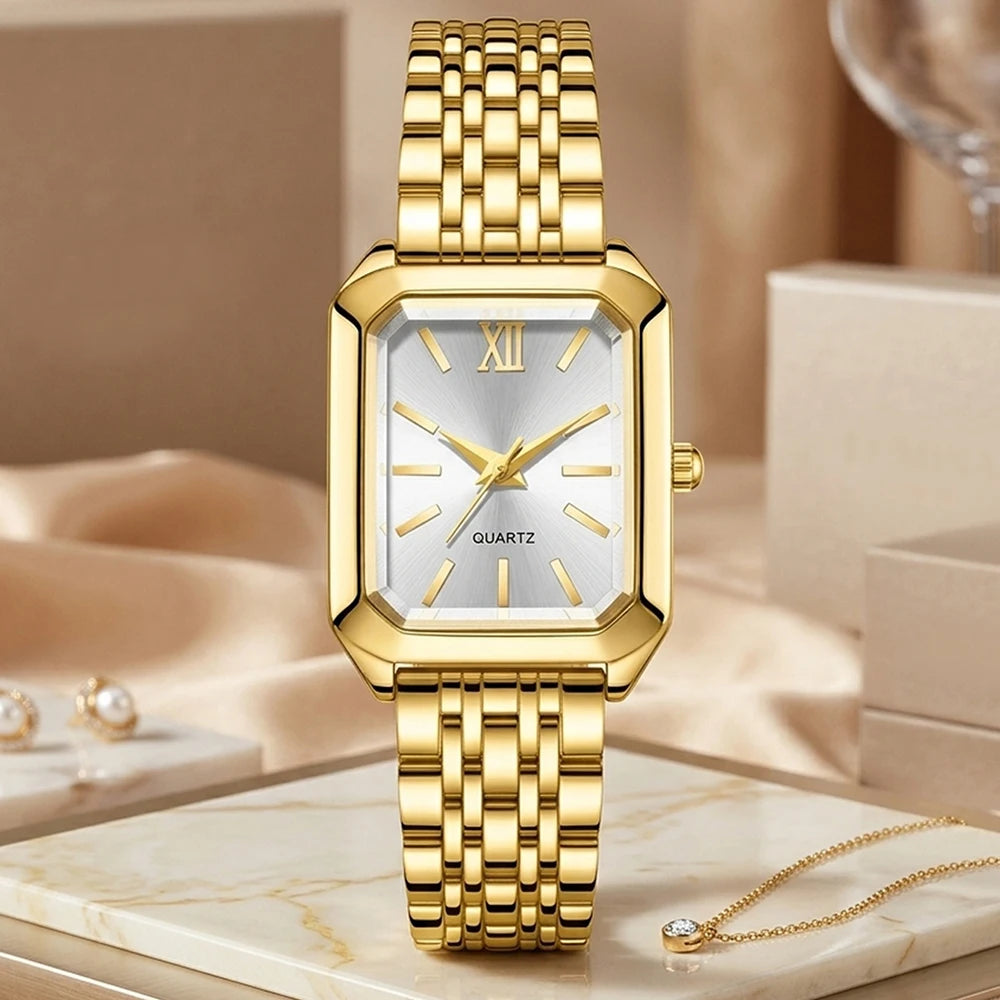 5Pcs/Set Unisex Jewelry Watches Women's Wristwatch Accessories Gold Pink Fashion Business Elegant Trendy Classic Exquisite Retro Light Luxury Rhinestone Luxury Bracelet Watch Set Y2K Suitable for Travel, Vacation, Parties, Da