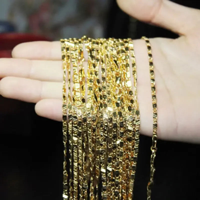 Exquisite Fashion 925 Silver 18K Gold Filled Necklace For Women Men Size 16-30 Inch Jewelry Chain Wholesale