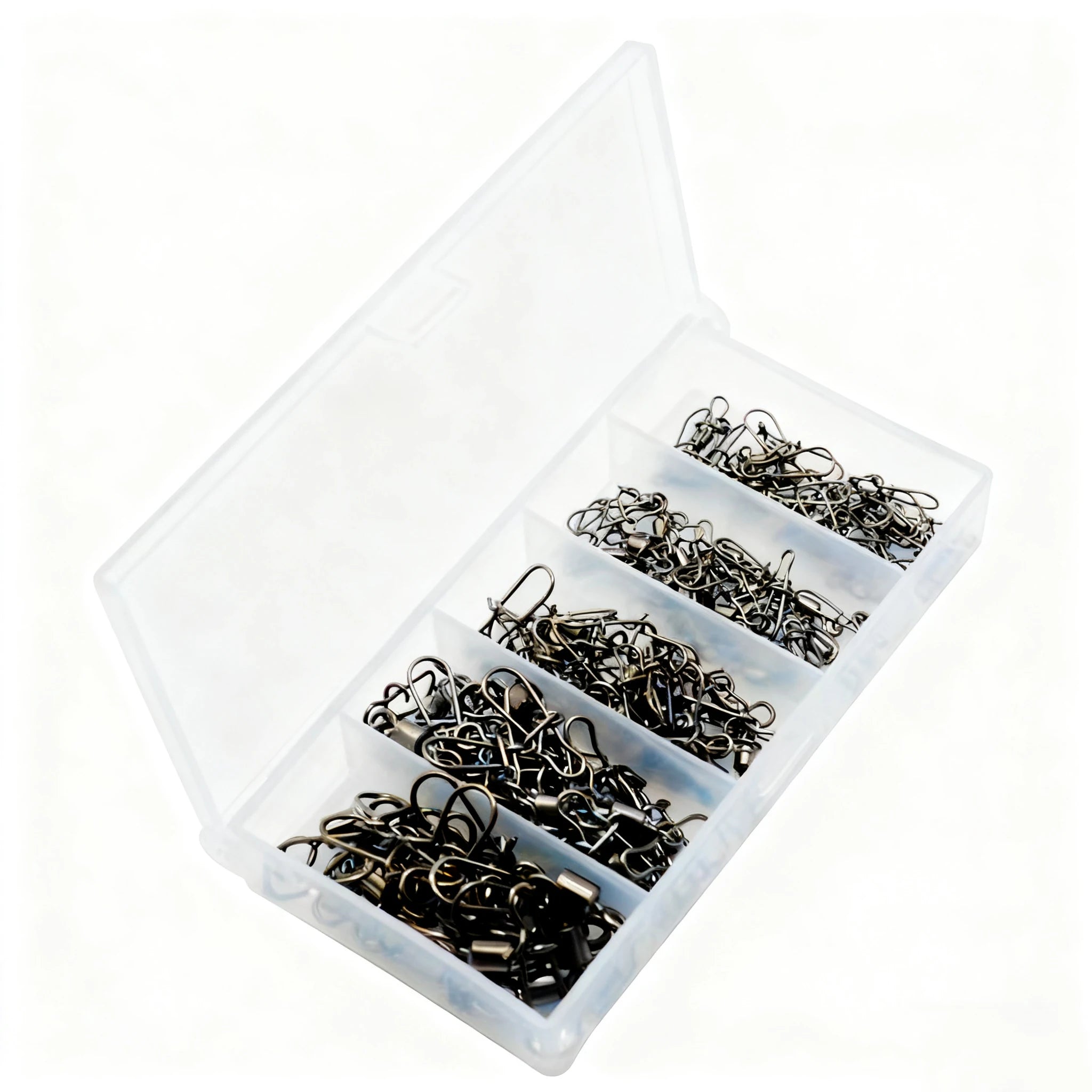 50pcs/box Stainless Steel Fishing Connector Pin Bearing Swivel Fishing Connector Rolling Swivel Lure Hook Accessories Tackle