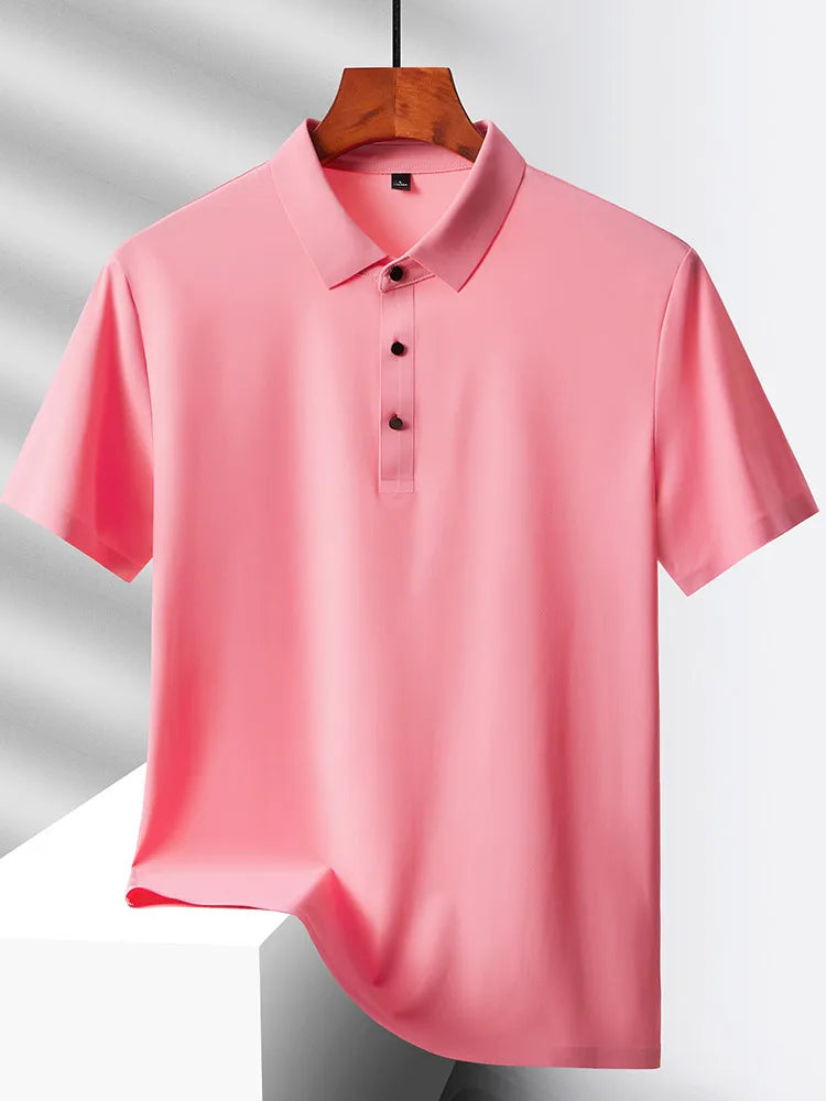 Selected popular nylon fabric, dad's summer clothing, middle-aged men's short sleeved T-shirt, summer ice silk quick drying, mid