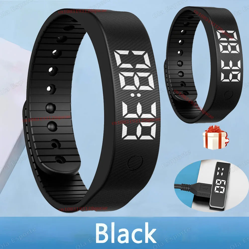Vibrating Alarm Clock Watch Heavy Sleepers Silent Wake-Up Smart Bracelet Men Women Adjustable Wearable Vibration Wrist Band HW12