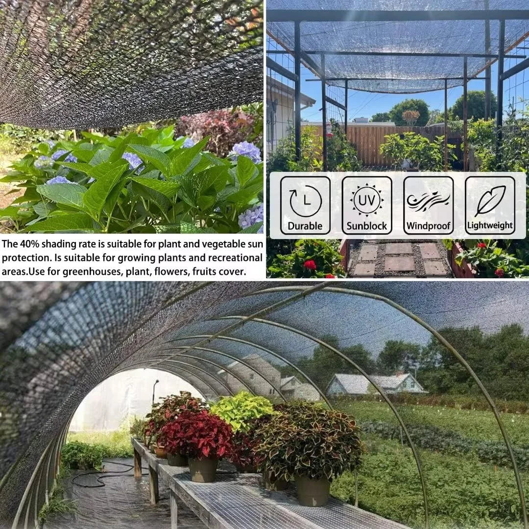 1PC Black Shade Cloth Sunblock Mesh Cover Taped Edge with Grommets Sun Net for Pergola Plants Greenhouse Gardens Patio Canopy