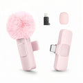 Wireless Mini Lavalier Clip Mic with Furry Windscreen, Dual‑Port Type‑C & Lightning Adapter for iPhone, Android, Tablets, Laptop