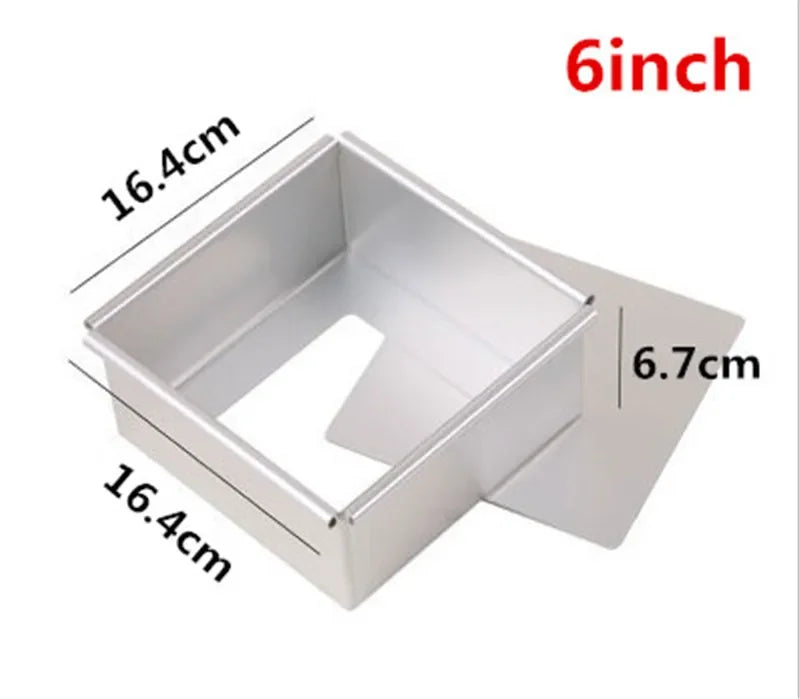 Square Cake Pan with Removable Bottom Anodized Aluminum Wedding Birthday Baking Cake Tin Cheesecake Pan Chiffon Mold stencil