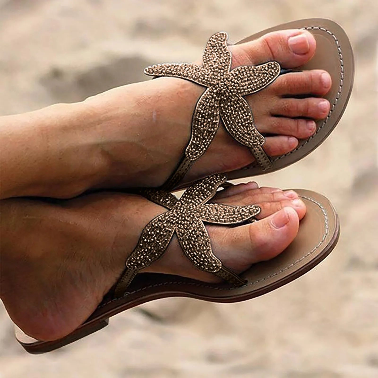 2025 Summer Women'S Fashion Slippers Retro Five Pointed Star Clip Toe Flat Bottom Casual Beach Sandals For Bridal Party Wedding