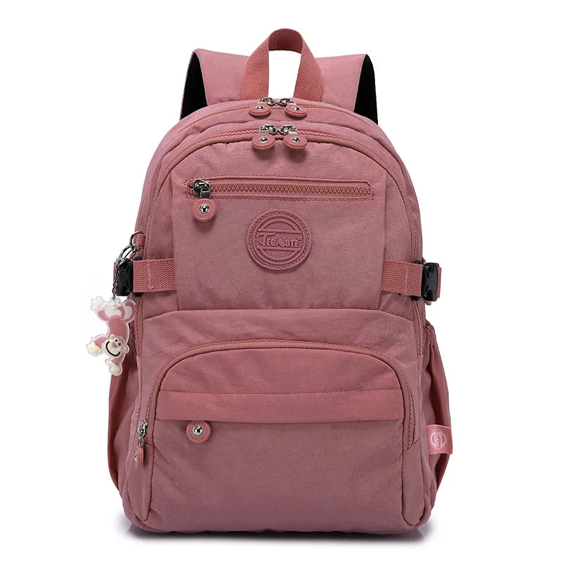 A4 Large Capacity Nylon Men Women Laptop Backpack Lightweight Waterproof Schoolbag Travel Bag Green Blue Red Pink Black M2303
