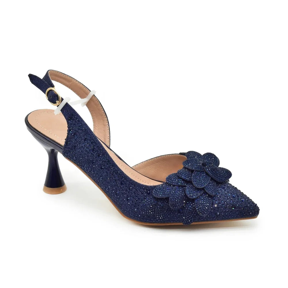 New Arrival Party Shoe and Bag Set for Women Italy Full Diamonds High Heels Luxury Woman Pumps Matching Italian Shoe and Bag Set