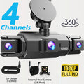 360° Car DVR Dash Cam 4 Lens Front Rear Left Right Inside IPS Screen Rotatable Lens Night Vision 24H Parking G-Sensor Black Box