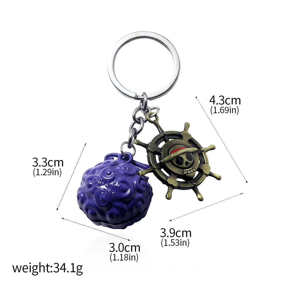 One Piece Luffy Straw Hat Keychain Rotatable Zoro Skull Metal Pendant Role-Playing Decorative Accessories Fan Jewelry Gift