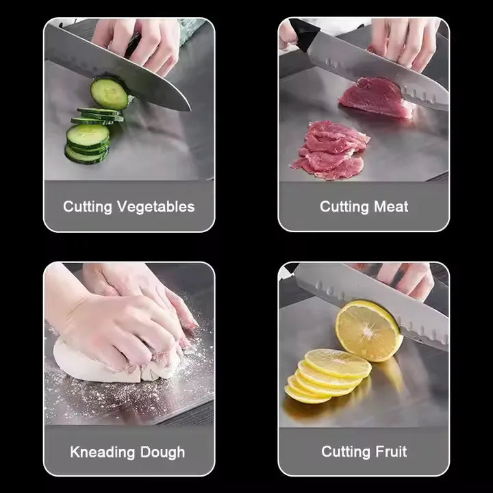 100% Pure Titanium Cutting Board - Cutting Boards for Kitchen - Dishwasher Safe 1 Pcs Double-Sided Titanium Board for Kitchen