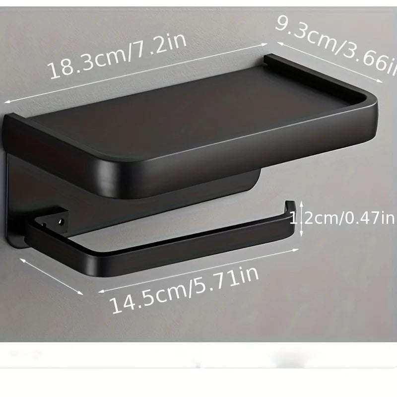 Toilet Paper Holder Wall Mounted Toilet Roll Mobile Phone Utility Rack Aluminum Shelves Bathroom Accessories Bathroom Storage