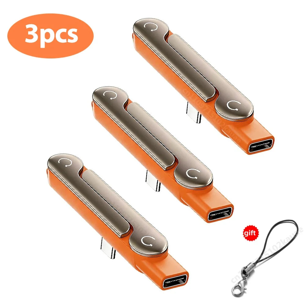 1/2/3PCS Type C Phone Charging Bracket Adapter 240W Fast Charging OTG Type-C Male to USB-C Female Converter With Foldable Holder