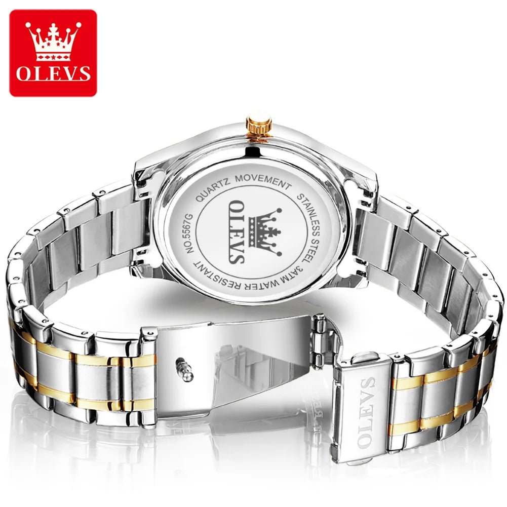 OLEVS 5567 Original Men's Watches Simple Classic Large Digital Dial Dual Calendar Waterproof Luminous Quartz Watch for Men Hot