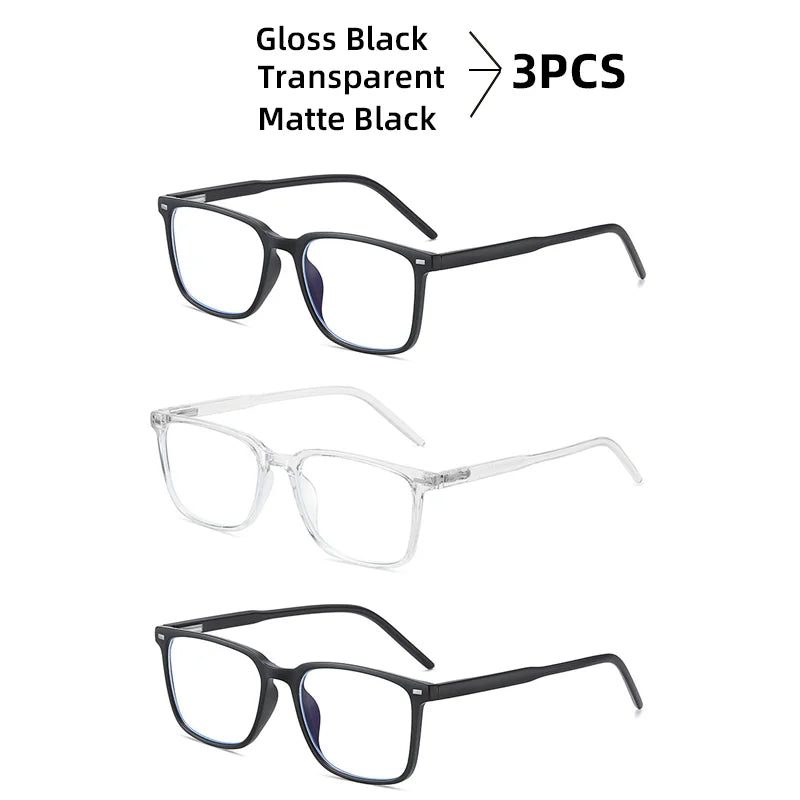 VIVIBEE Classic Square Blue Light Blocking Men Glasses Computer Gaming TR90 Black Anti Ray Eyeglasses Better Sleep Clear Eyewear