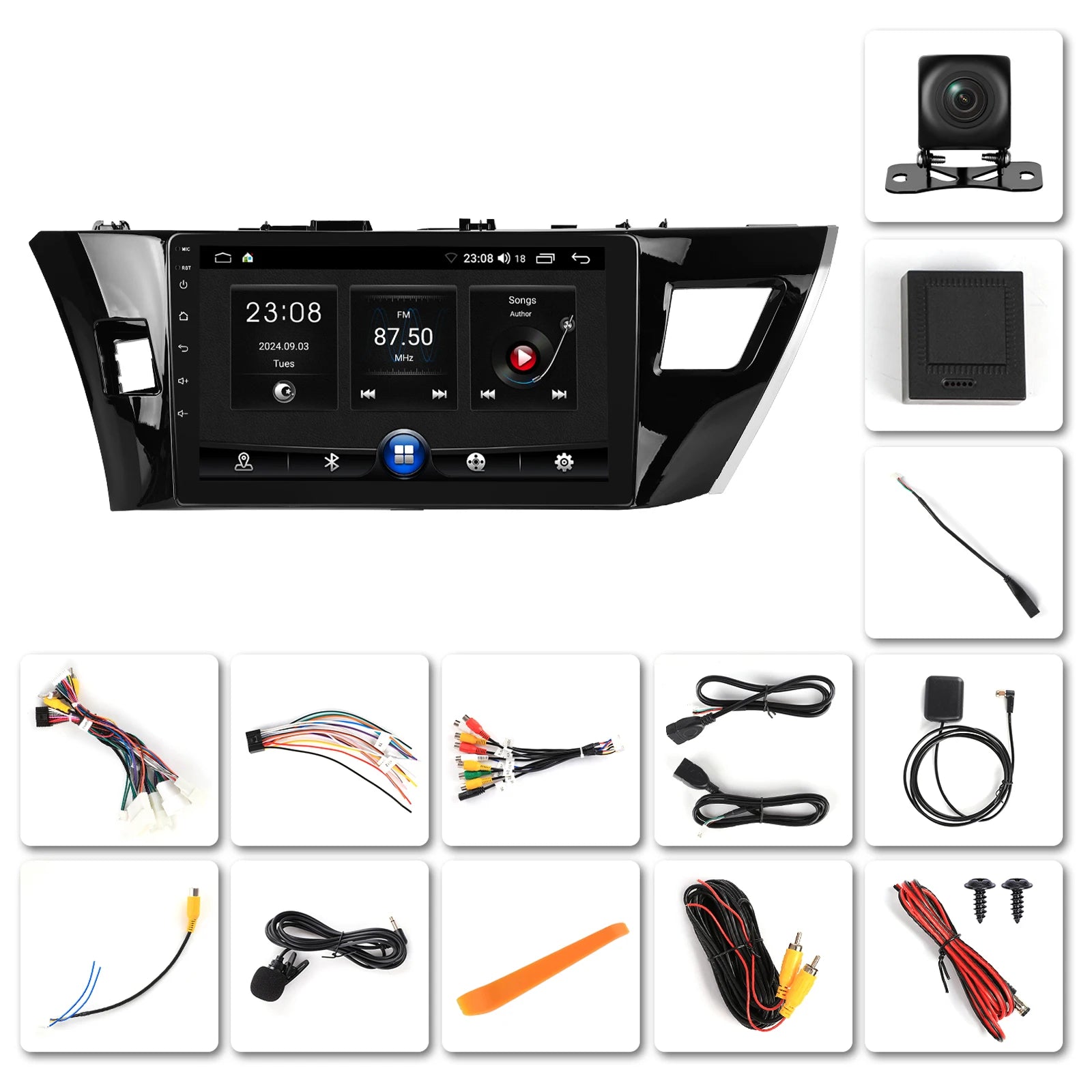10.1-inch Android 15 For Toyota Corolla 2014-2016, 2+64G AHD camera in-car navigation with Wireless CarPlay