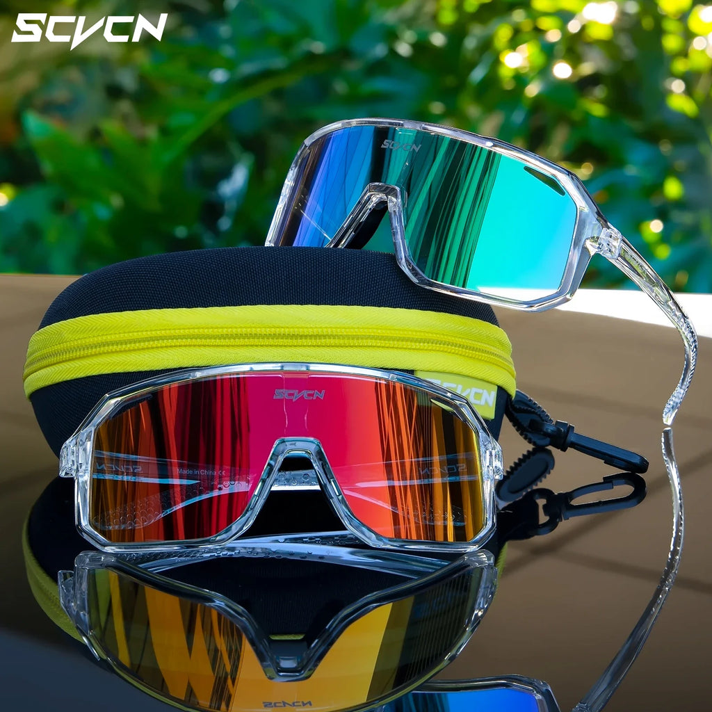 SCVCN New Cycling Sunglasses Men Road Driving Bike Glasses Outdoor Sports Mountain Climbing Women Bicycle Cycling UV400 Goggles