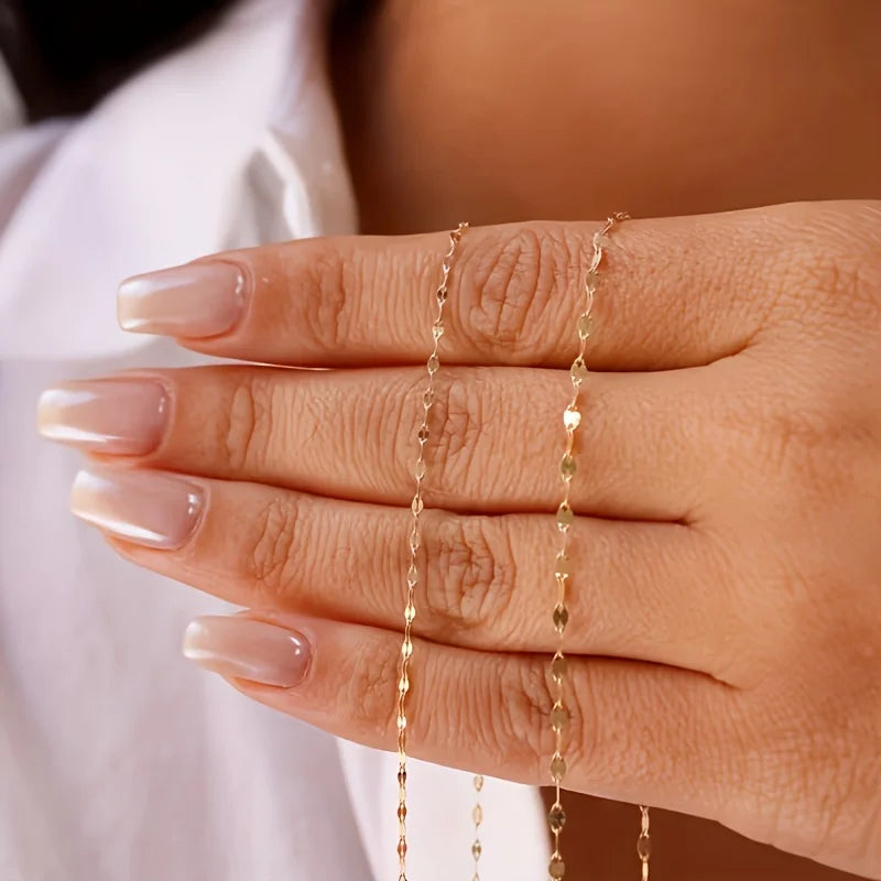 12Pcs Stainless Steel Women's Fashionable Lip Chain Necklace, Simple and Elegant, Waterproof and Fade-Resistant, Is an Exquisite Jewelry Gift for Your Loved Ones and Friends, Suitable for Daily Wear and Party Jewelry Pairing,