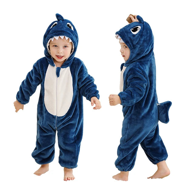 MICHLEY Carnival Winter Baby Rompers Hooded Flannel Cosplay Toddler Infant Clothes Bodysuits Jumpsuit Costume For Girl Boy