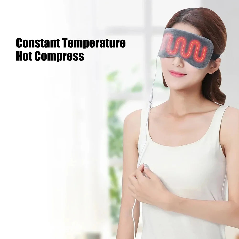 USB Heated Eye Mask for Dry Eyes & Sleep, Warm Compress with Constant Temperature, Corded Design for Dark Circles Puffiness Care