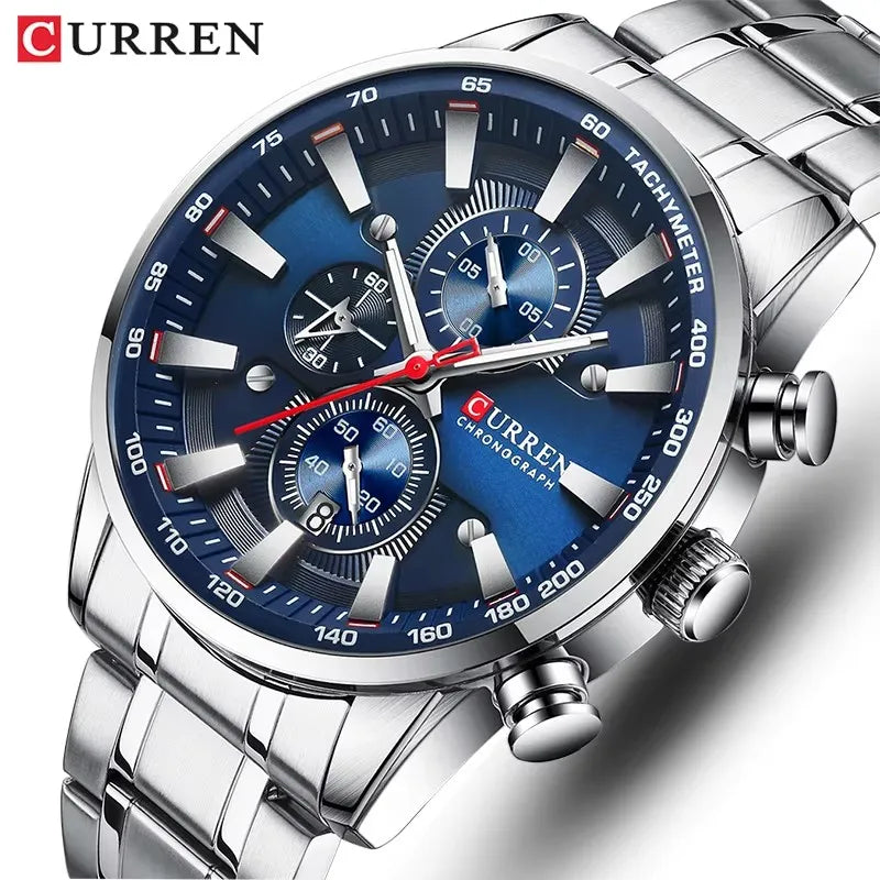 Men six-pin multifunctional quartz watch Waterproof round calendar wristwatch Sport Waterproof Wrist Chronograph Date Watches