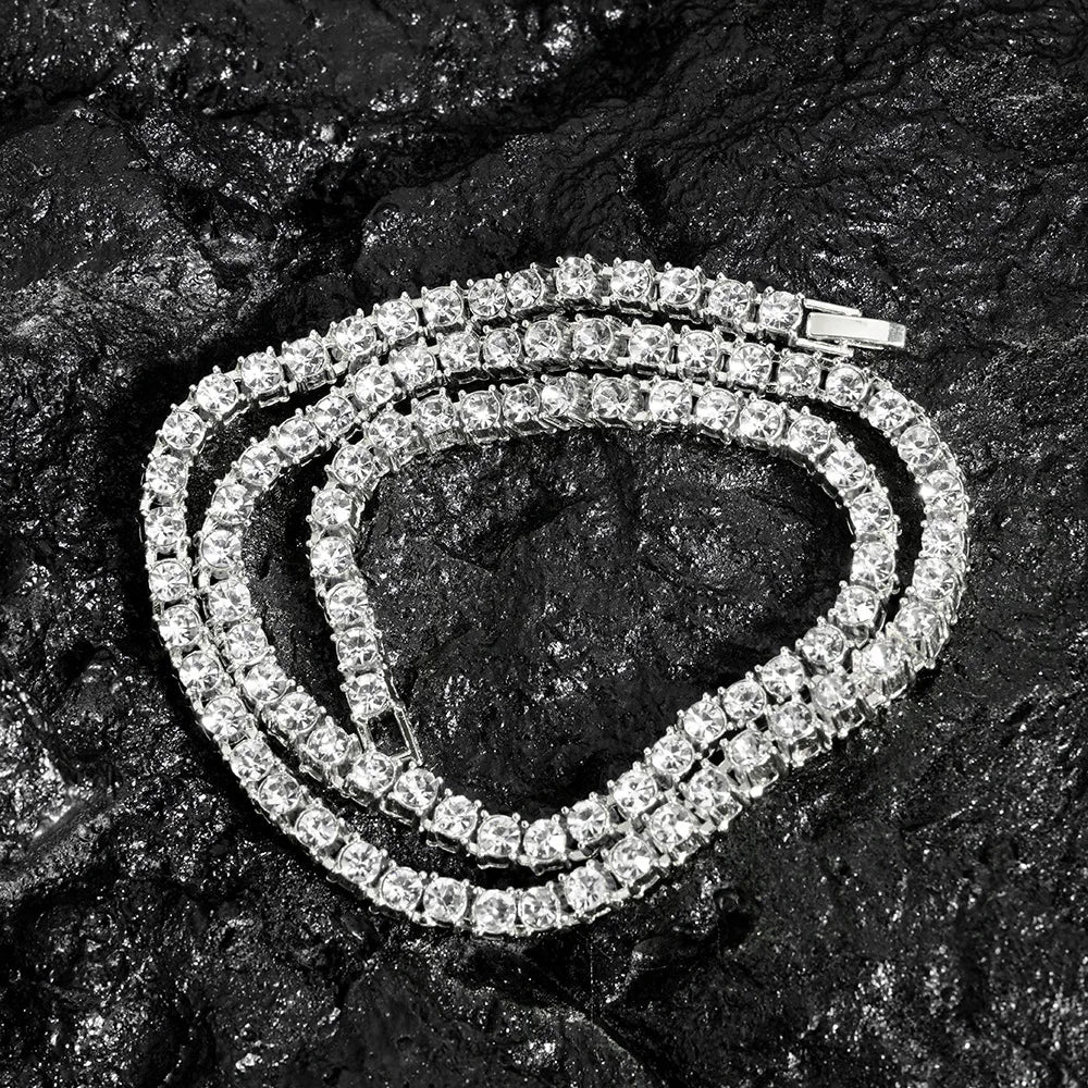 4MM 5MM Bracelet Necklace for Women Men Iced Out Tennis Chain Fashion Hip Hop Chain Jewelry for Men Necklace Accessories