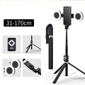1.7m Extendable Live Tripod Selfie Stick Support LED Ring Dual Light Mirror Stand 4 in 1 Phone Mount for iPhone X 8 11 Android