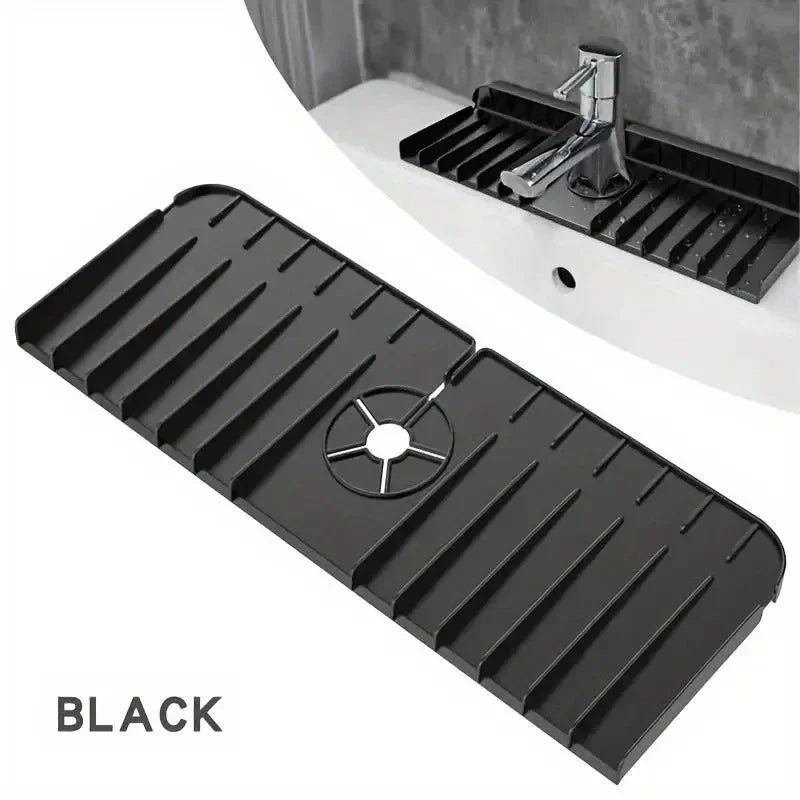 Silicone Faucet Splash Guard Mat, Sink Anti-Splash Water  Pad, Drip Catcher for Kitchen Bathroom Countertop, Drain Retaining Pad