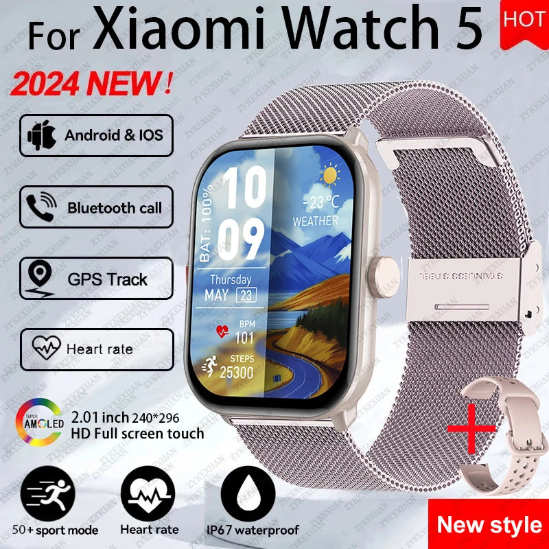Watch 5 Global Version Smartwatches Men Women HD AMOLED Screen Heart Rate Waterproof Bluetooth Call GPS Track Sports Smart Watch