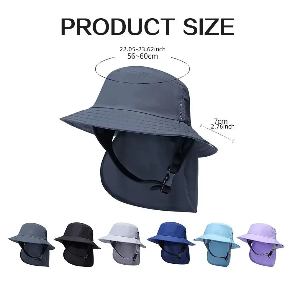 With Chin Strap Surfing Backet Hat Breathable Wide-brimmed Ladies Sun Hat Quick-drying UPF50+ Fisherman Cap Water Sport