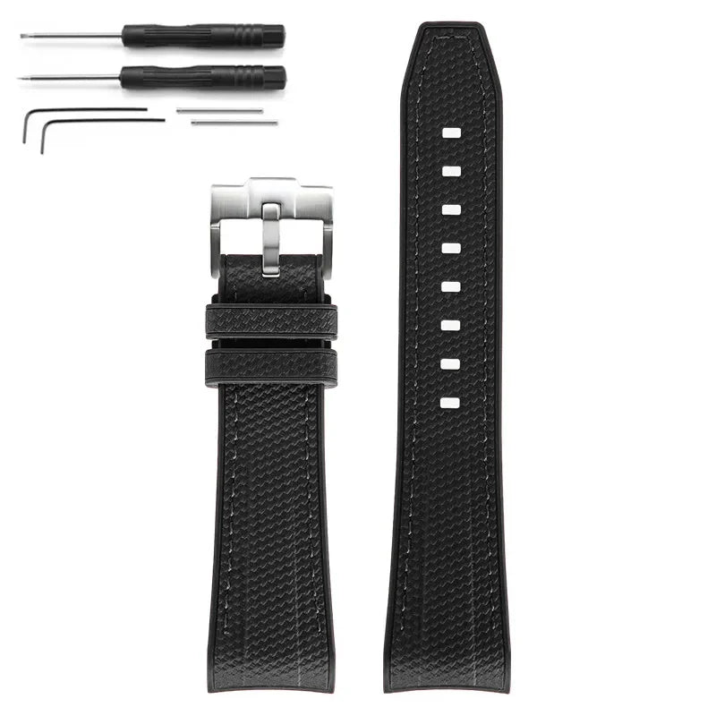 Rubber Silicone Watch Band for Swatch X Blancpain GREEN ABYSS Curved End Waterproof Sport Woven Pattern Strap Bracelet 22mm
