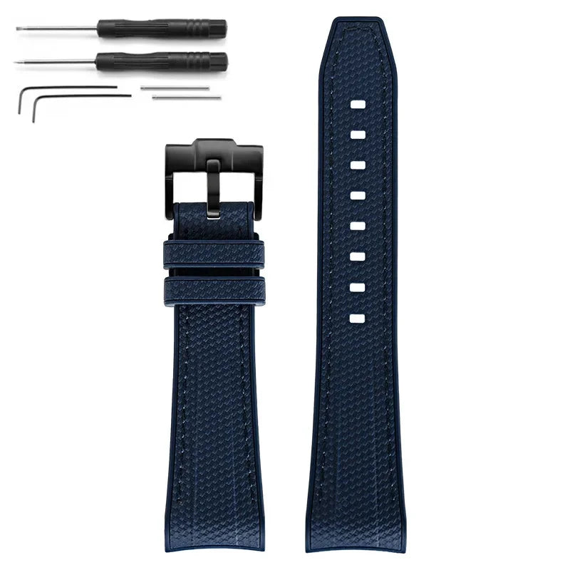 Rubber Silicone Watch Band for Swatch X Blancpain GREEN ABYSS Curved End Waterproof Sport Woven Pattern Strap Bracelet 22mm