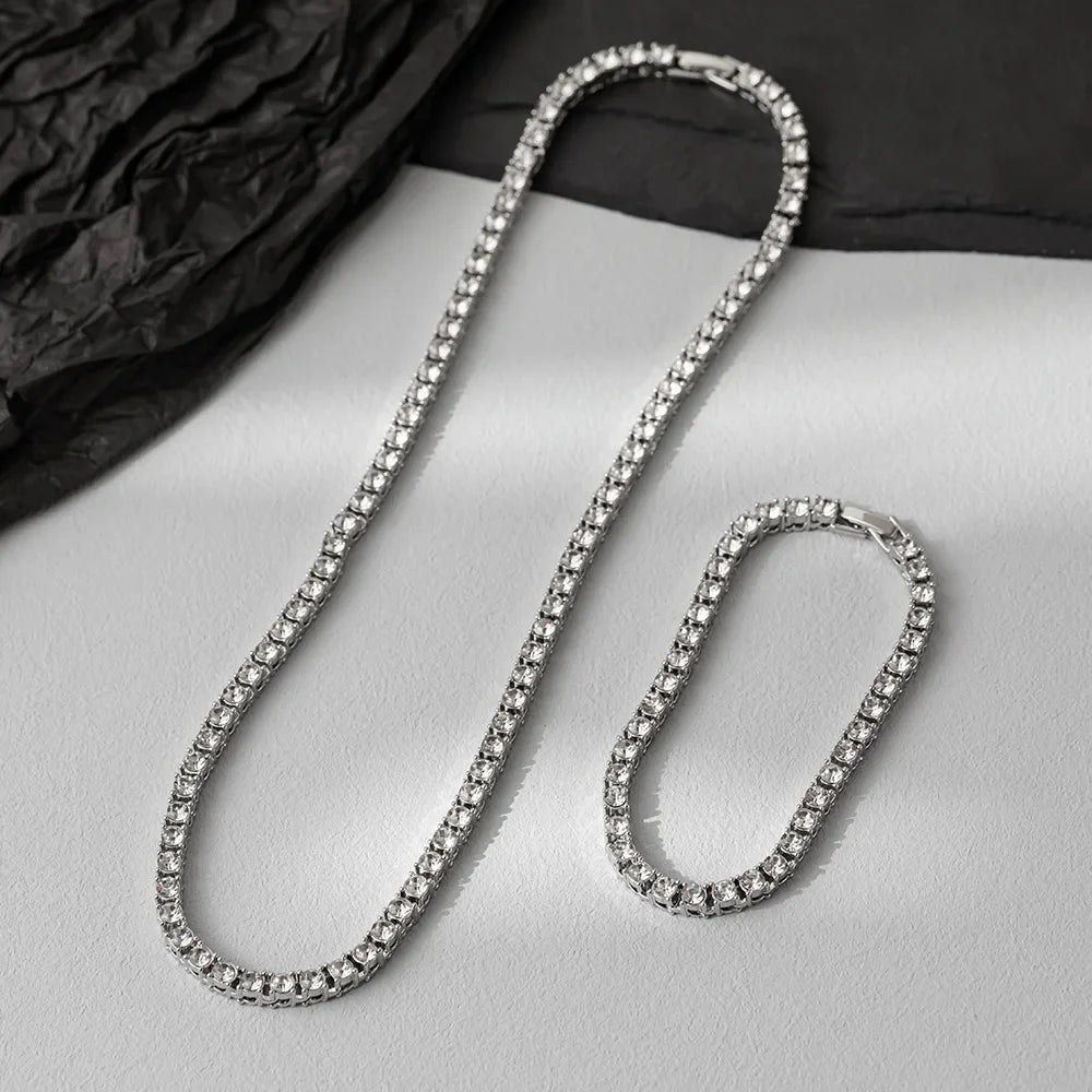 4MM 5MM Bracelet Necklace for Women Men Iced Out Tennis Chain Fashion Hip Hop Chain Jewelry for Men Necklace Accessories