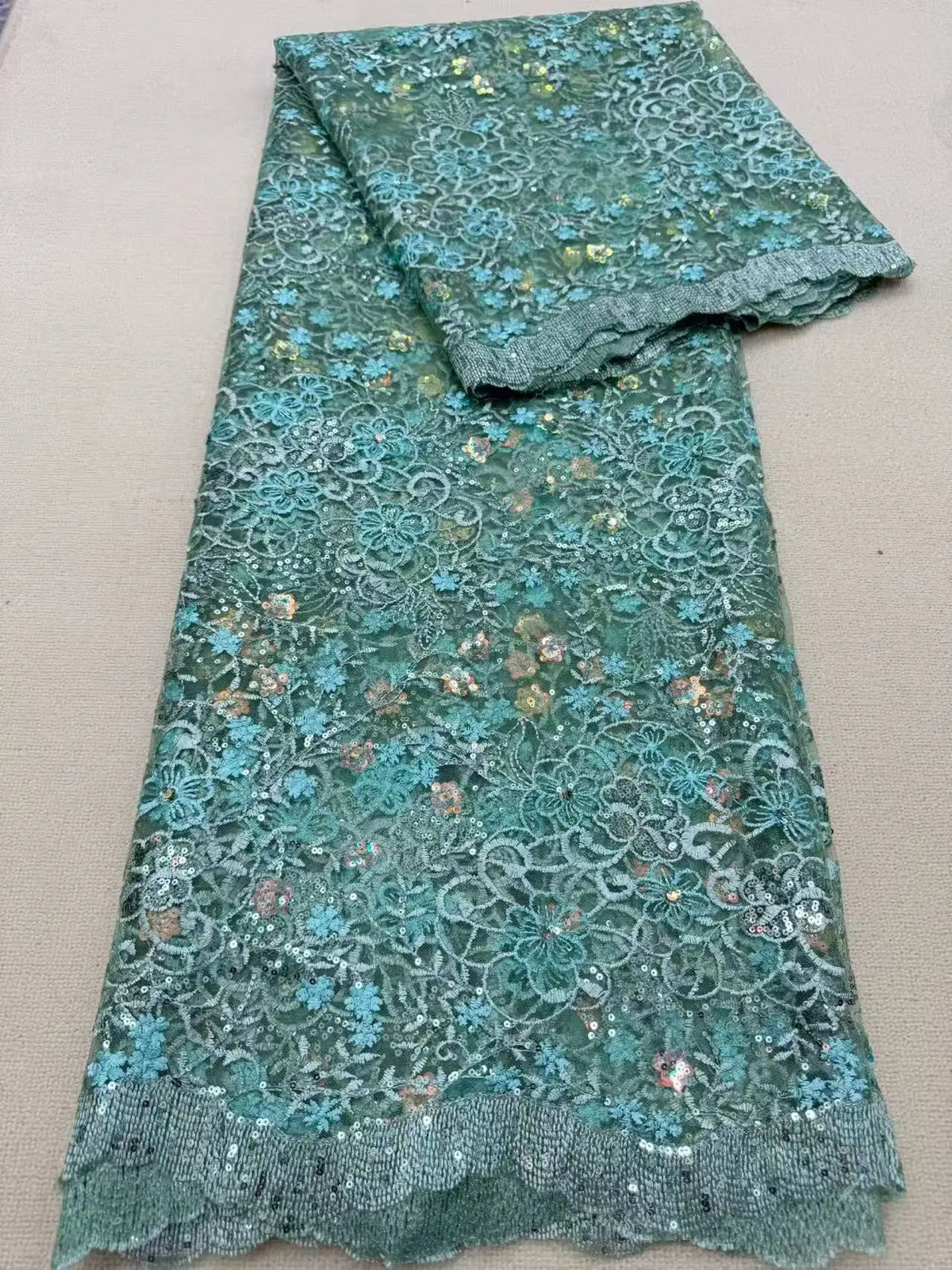 New Style Green African Tulle Lace Fabric 2026 High Quality Luxury French Sequins Lace Fabric For Women Evening Dress Sewing